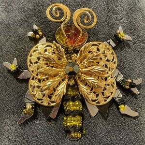 Liztech Butterfly Bug Brooch Pin Signed Mixed Metal Layered 1996 RARE